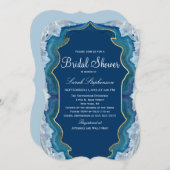 Invitation Agate Elegant Pretty Blue Geode Motif Turquoise (Devant / Derrière)