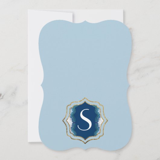 Invitation Agate Elegant Pretty Blue Geode Motif Turquoise (Dos)
