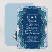 Invitation Agate Elegant Pretty Blue Geode Motif Turquoise (Devant / Derrière)