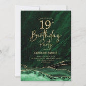 Invitation Agate Emerald Green Gold 19e anniversaire (Devant)