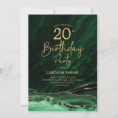 Invitation Agate Emerald Green Gold 20e anniversaire (Devant)