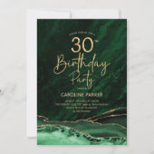 Invitation Agate Emerald Green Gold 30e anniversaire (Devant)