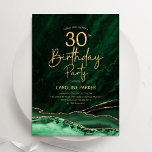 Invitation Agate Emerald Green Gold 30e anniversaire<br><div class="desc">Émeraude vert et or agate 30e anniversaire invitation de fête. Design élégant et moderne avec aquarelle agate marbre arrière - plan,  fausse parties scintillant or et typographie script de police. Carte invitation branchée parfaite pour une célébration anniversaire féminine élégante. Invitations Zazzle imprimées ou téléchargement instantané modèle imprimable numérique.</div>