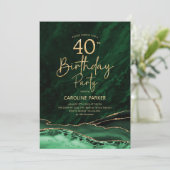 Invitation Agate Emerald Green Gold 40e anniversaire (Debout devant)
