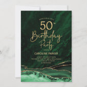 Invitation Agate Emerald Green Gold 50e anniversaire (Devant)