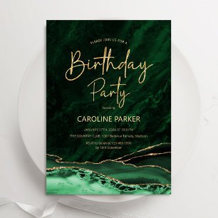 Invitation Agate Emerald Green Gold Anniversaire N'importe qu