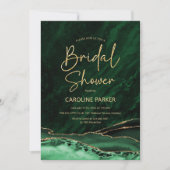 Invitation Agate Emerald Green Gold Fête des mariées (Devant)
