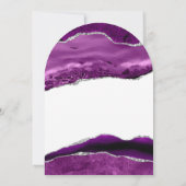 Invitation Agate et croix en argent et pourpre | Baptême (Dos)