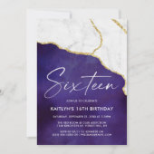 Invitation Agate et marbre élégant 16e anniversaire (Devant)