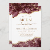 Invitation Agate Fête des mariées Bourgogne Déjeuner Gold (Devant / Derrière)