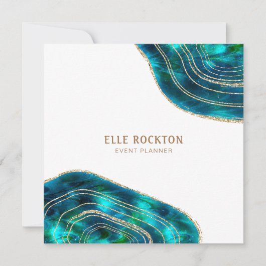 Invitation Agate Géode Cristaux Cosmiques Paillettes Bleu Ver (Devant)