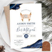 Invitation Agate Gold Navy Blue Bar Mitzvah