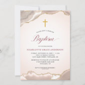 Invitation Agate Gold Parties scintillant Script Baby Girl Ba (Devant)