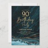 Invitation Agate Gold Turquoise 90e anniversaire (Devant)