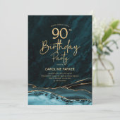 Invitation Agate Gold Turquoise 90e anniversaire (Debout devant)
