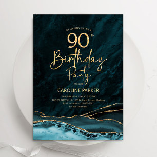Invitation Agate Gold Turquoise 90e anniversaire