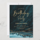 Invitation Agate Gold Turquoise Anniversaire N'importe quel â (Devant)