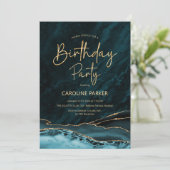 Invitation Agate Gold Turquoise Anniversaire N'importe quel â (Debout devant)