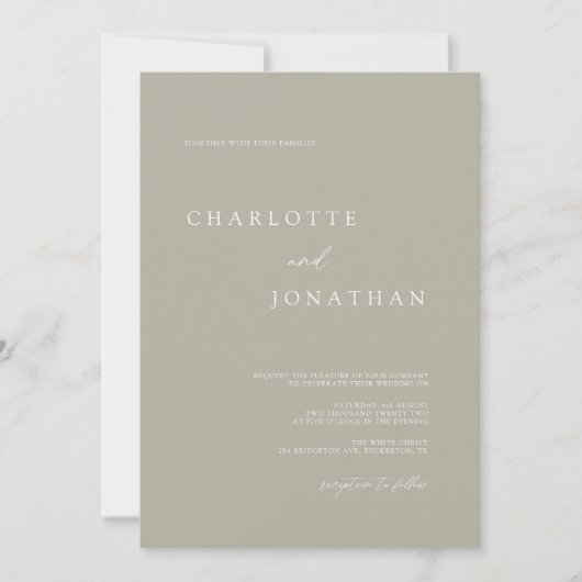 Invitation Agate Grey Simple Script moderne QR Code Mariage (Devant)
