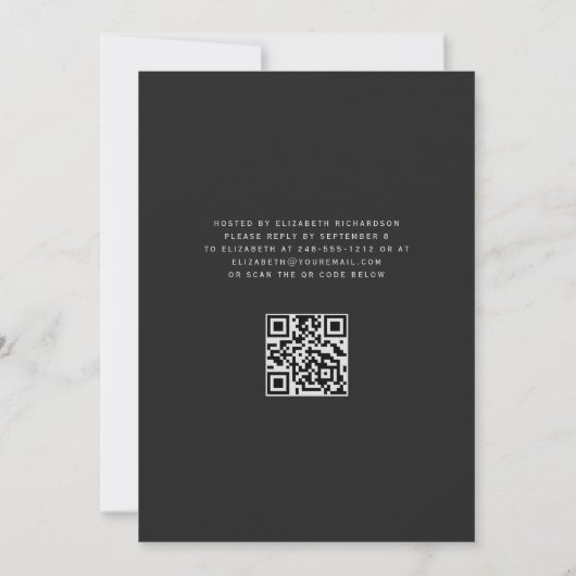 Invitation Agate gris blanc argent QR Code 50e anniversaire (Dos)
