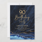 Invitation Agate Marine Blue Gold 90e anniversaire (Devant)