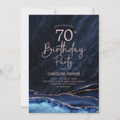 Invitation Agate Marine Blue Rose Gold 70e anniversaire (Devant)