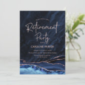 Invitation Agate Marine Rose bleu Gold Retraite Party (Debout devant)
