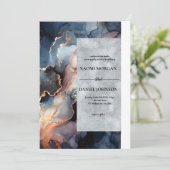 Invitation Agate moderne en marbre bleu et bracelet (Debout devant)