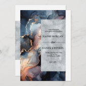 Invitation Agate moderne en marbre bleu et bracelet (Devant / Derrière)