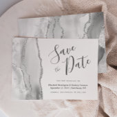 Invitation Agate moderne gris blanc argenté Enregistrer la ca
