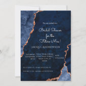 Invitation Agate moderne Marine Dusty Blue Rose Gold Bridal I (Devant)