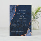 Invitation Agate moderne Marine Dusty Blue Rose Gold Bridal I (Debout devant)