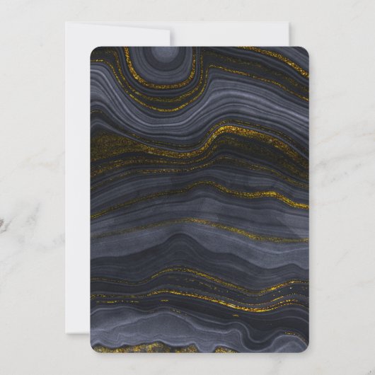 Invitation Agate moderne Noir et Or & Graduation Cap (Dos)