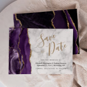 Invitation Agate moderne violet marbre doré Enregistrer la ca