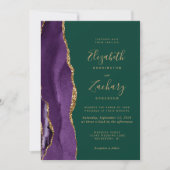 Invitation Agate moderne violet or Emerald Green Mariage (Devant)