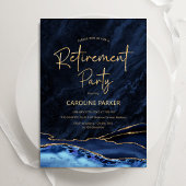 Invitation Agate Navy Blue Gold Retraite Party