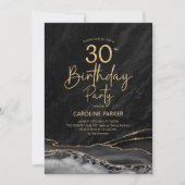 Invitation Agate Noir Or 30e Anniversaire (Devant)