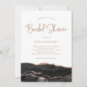 Invitation Agate noire avec or Rose | Fête des mariées (Devant)