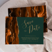 Invitation Agate Orange Brûlé Vert Foncé Save the Date