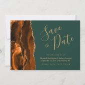 Invitation Agate Orange Brûlé Vert Foncé Save the Date (Devant)