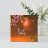 Invitation AGATE PAPILLON , orange rose jaune marron vif (Debout devant)