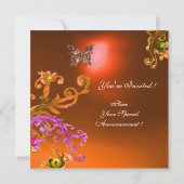 Invitation AGATE PAPILLON , orange rose jaune marron vif (Dos)