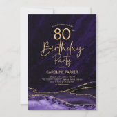 Invitation Agate Purple Gold 80e anniversaire (Devant)