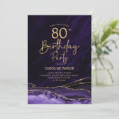 Invitation Agate Purple Gold 80e anniversaire (Debout devant)