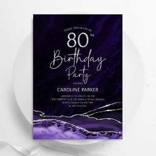 Invitation Agate Purple Silver 80e anniversaire