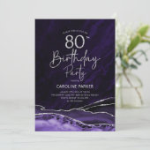 Invitation Agate Purple Silver 80e anniversaire (Debout devant)