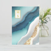 Invitation *~ Agate QR Sarcelle Monogram AR66 RSVP Mariage (Debout devant)