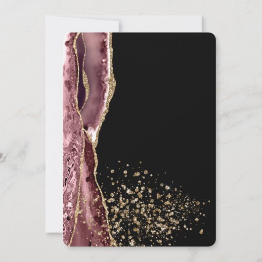 Invitation Agate rose Rose noir Parties scintillant or 16e an (Dos)