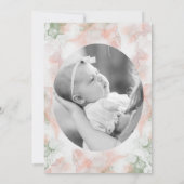 Invitation Agate rose vert moderne Photo Croix d'or Baptême (Dos)