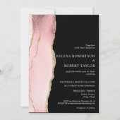 Invitation Agate rose vif moderne arrière - plan noir (Devant)